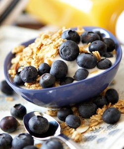 yogurt with blueberries and granola