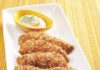 Pecan-crusted chicken tenders with yogurt dill dip