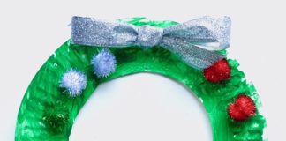 paper plate, holiday wreath, craft, Christmas, kids, holidays, crafts