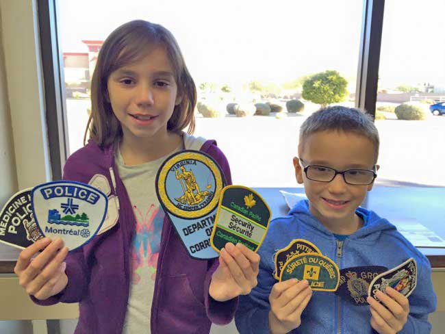 Tayler Benedetto, Caleb Benedetto, thank police, police patches