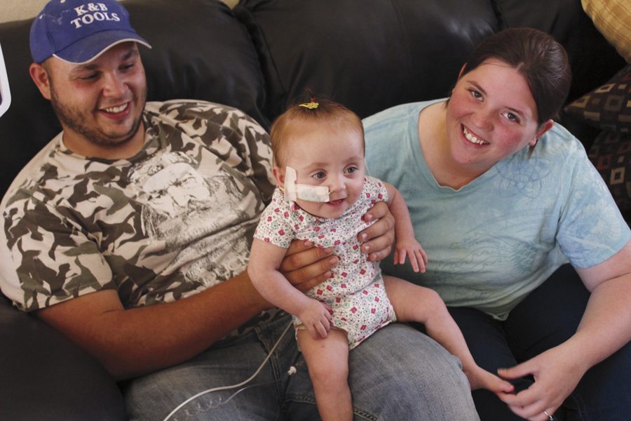 Kyle Lilly and Sarah Stubblefield rely on the charity Will’s Hope to help them visit their 1-year-old daughter, Jamie, who has intensive medical needs. Photo courtesy of Kyle Lilly.