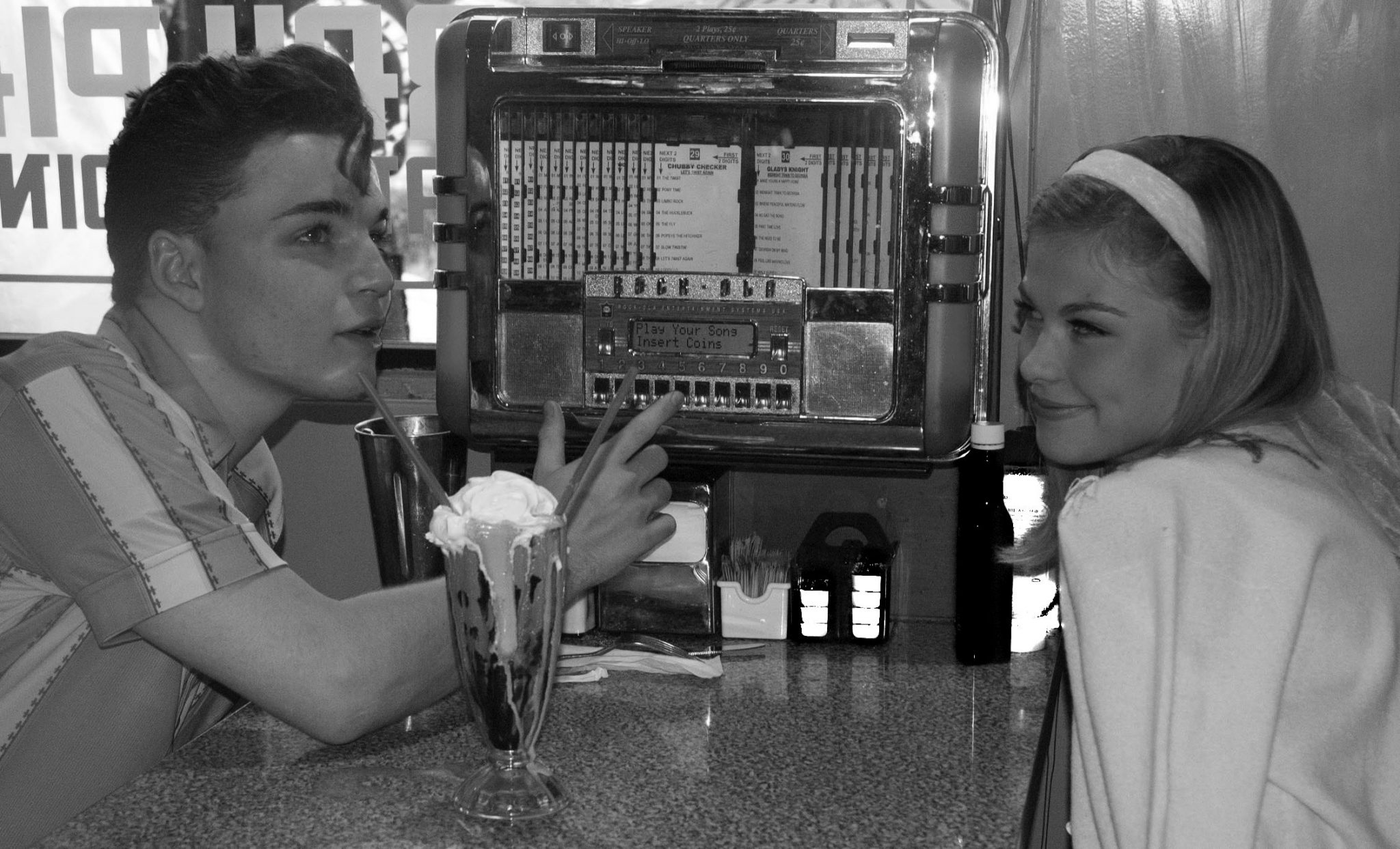 Liz Grannis plays Sandy Dumbrowski and Spencer Claus is Danny Zuko in Valley Youth Theatre's “Grease” on stage at the Herberger Theater Aug. 12-28.