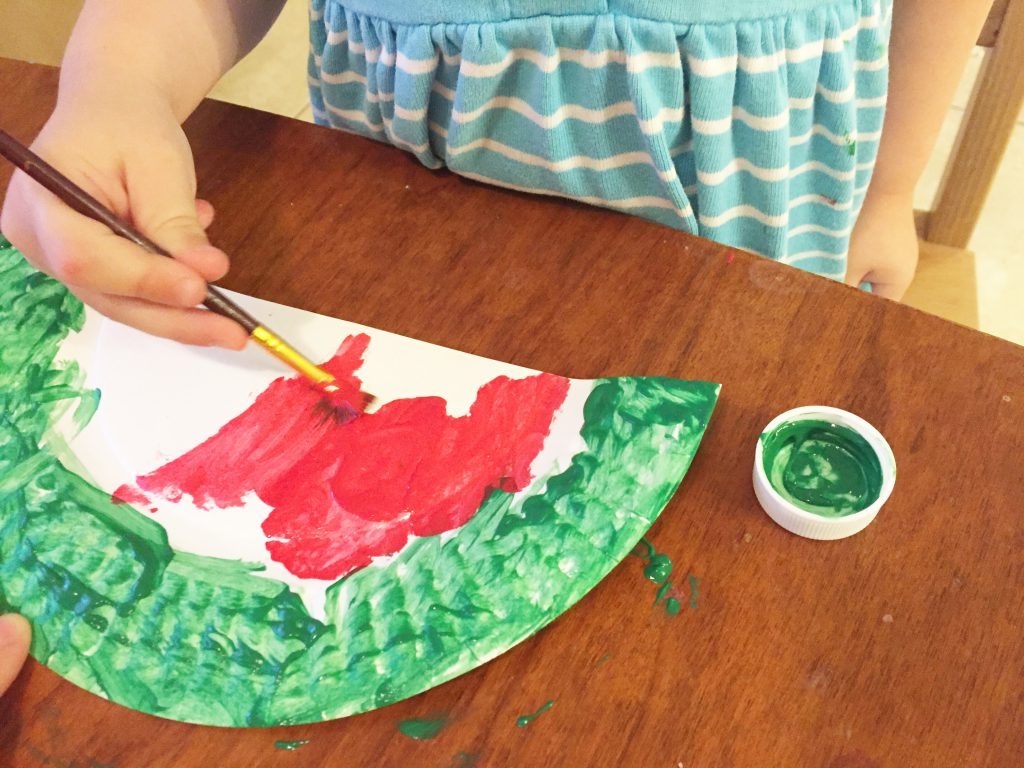 paint a watermelon, watermelon, painting, crafts, things to do, preschoolers, summer craft