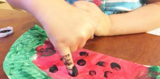 watermelon, painting, craft, summer, preschoolers, things to do, art project