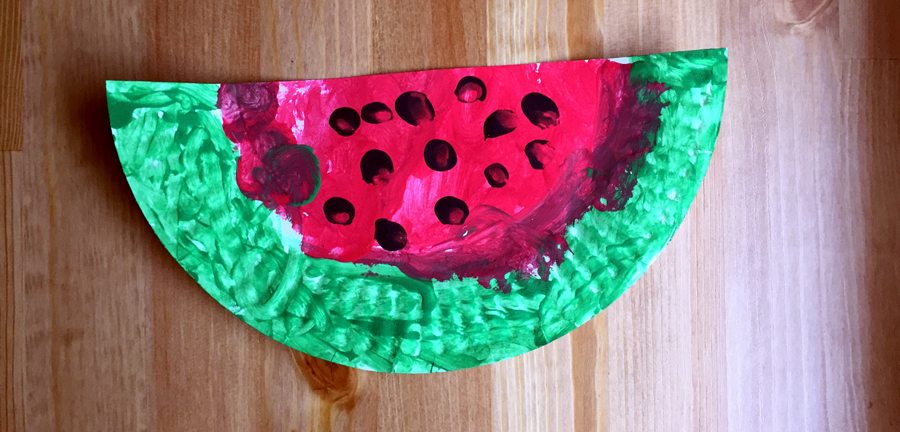 paint a watermelon, painting, crafts, kids, preschoolers, things to do
