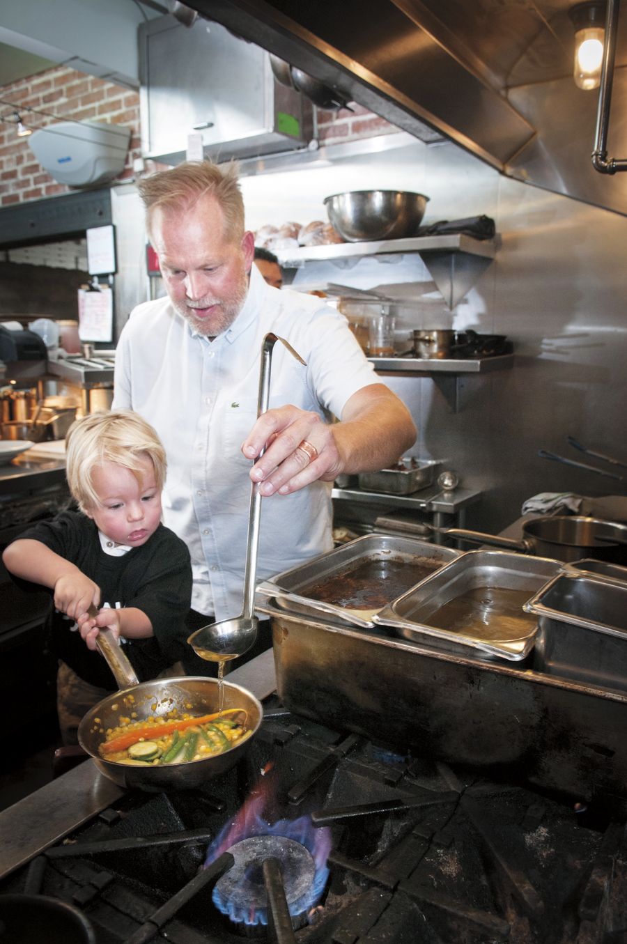 Chef Aaron Chamberlin of St. Francis and his son, up-and-coming chef Arturo (2).