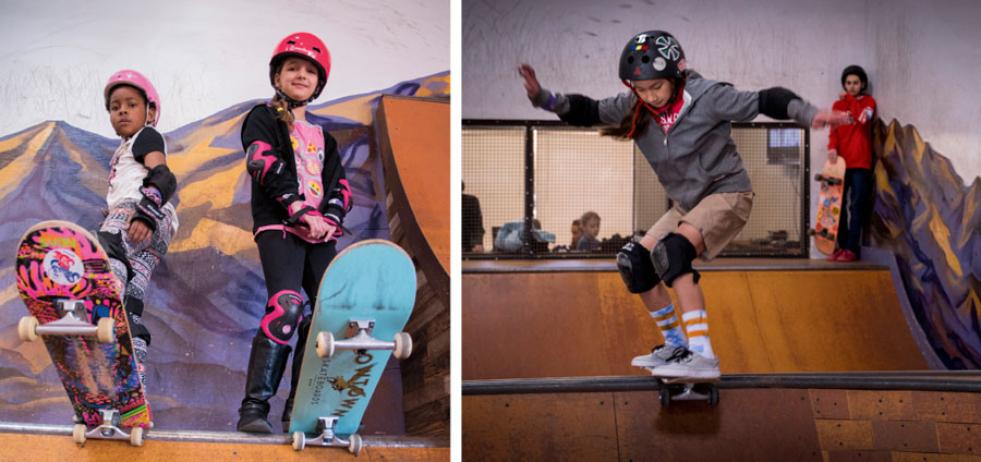 5. Chloe White (6) of Avondale and Paisley Slocum (8) of Glendale prepare to drop down a ramp. 6. Mia Lovell (10) of Phoenix.